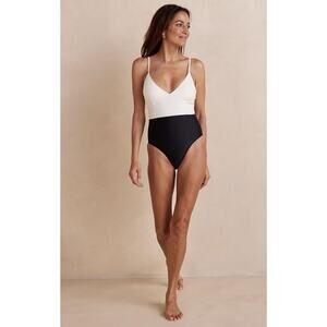Summersalt Black And White Colorblock One Piece Swimsuit Size 10 Xx1316